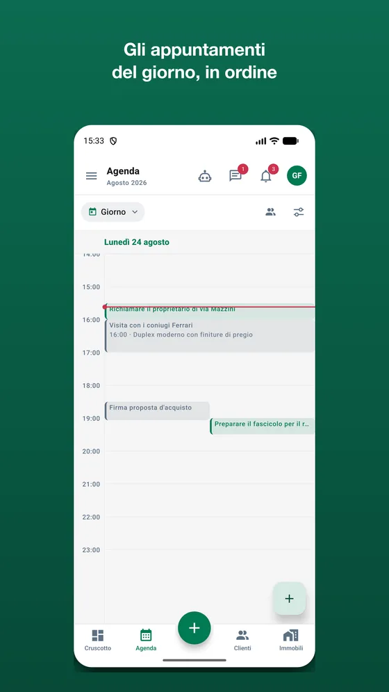 Agenda degli appuntamenti nell'app AgenziaSoft